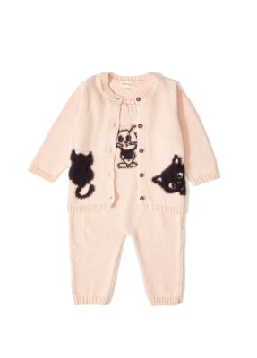Wholesale 2-Piece Unisex Baby Organic Overalls and Cardigan 3-12M Uludağ Triko 1061-21030 - Uludağ Triko