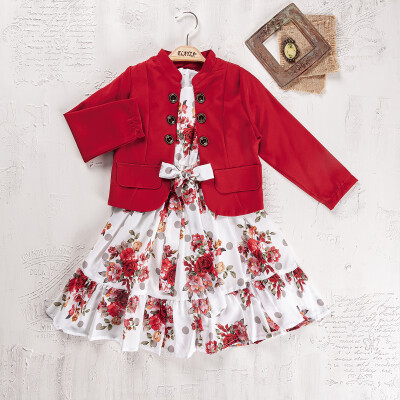 Wholesale 2-Pieces Jacket and Dress Set 9-12Y Elayza 2023-2273 Red
