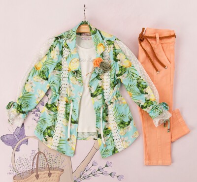 Wholesale 3-Piece Girl Coat Set with Pants and T-shirt 2-6Y Miss Lore 1055-5132 - Miss Lore (1)