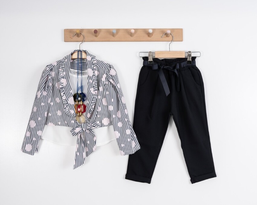 Wholesale 3-Piece Girls Bolero Blouse and Pants 3-7Y Moda Mira 1080-7074 - 2