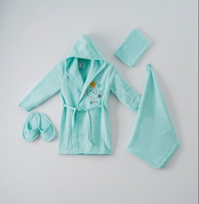 Wholesale 4-Piece Baby Bathrobe Set with Box 1-3Y Ramel Kids 1072-426 - 3