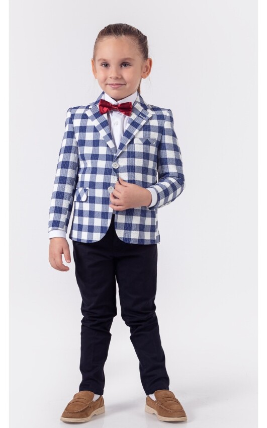 Wholesale 4-Piece Boys Suit Set with Shirt Jacket Pants and Bowti 5-8Y Lemon 1015-9809 - 2