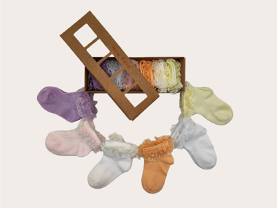 Wholesale 6pcs Baby Girl Newborn Booties Socks 0-6M Defne 1064-DFNB-6K005-24(0-6) - 1
