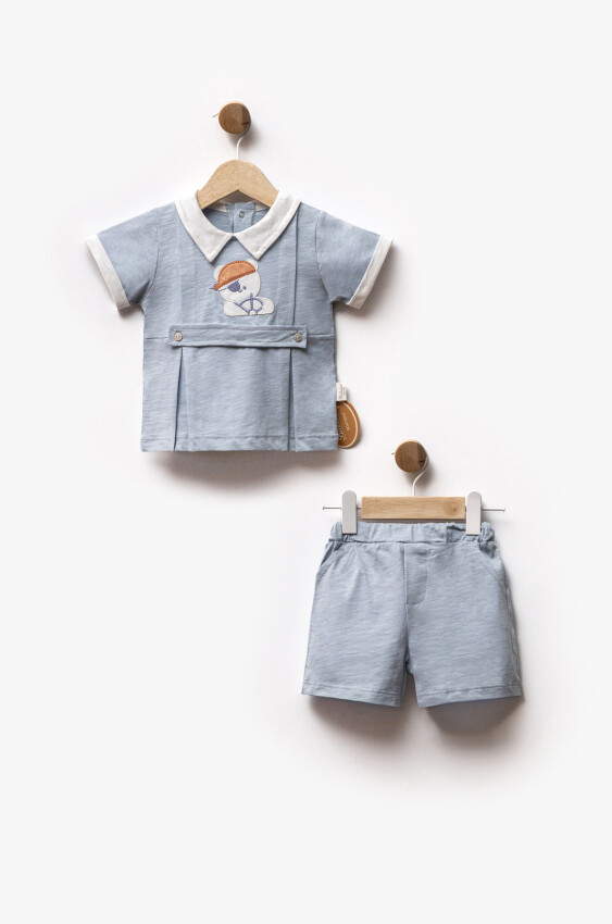 Wholesale Baby Boy 2pcs Embroidered Shorts T-shirt Set 6-24M Bebbemini 2065-BM-2395 - 1
