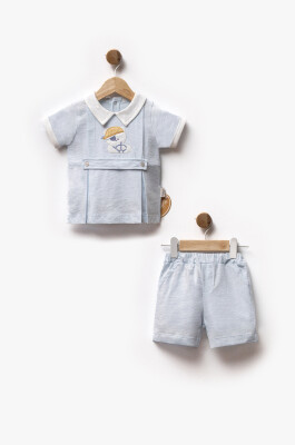Wholesale Baby Boy 2pcs Embroidered Shorts T-shirt Set 6-24M Bebbemini 2065-BM-2395 Baby Blue2
