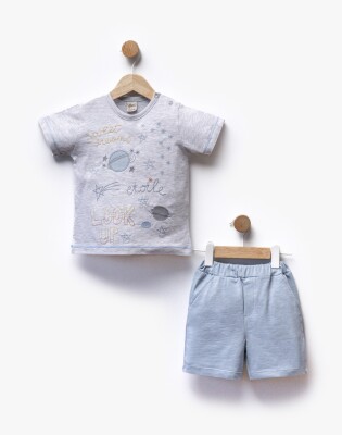 Wholesale Baby Boy 2pcs T-shirt and Shorts Set 2-5Y Flexi Baby 2063-216399 Light Blue