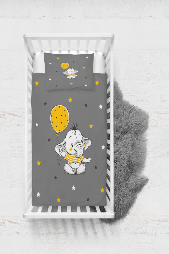 Wholesale Baby Boy 3-Piece Balloon and Elephant Patterned Duvet Cover Set 100*150cm Talia Home 2044- - 1
