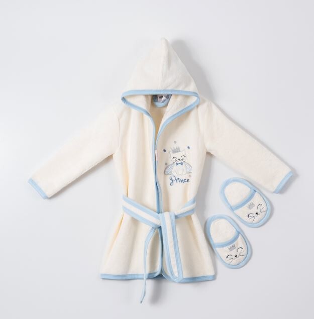 Wholesale Baby Boys 2-Piece Bathrobe Set with Slipper 1-4Y Ramel Kids 1072-482E - 5