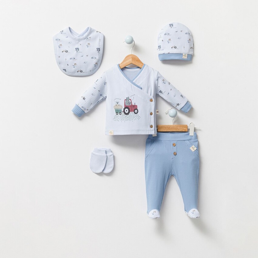 Wholesale Baby Boys 5-Pieces Newborn Set 0-3M Bubbles 2040-3013 - 1