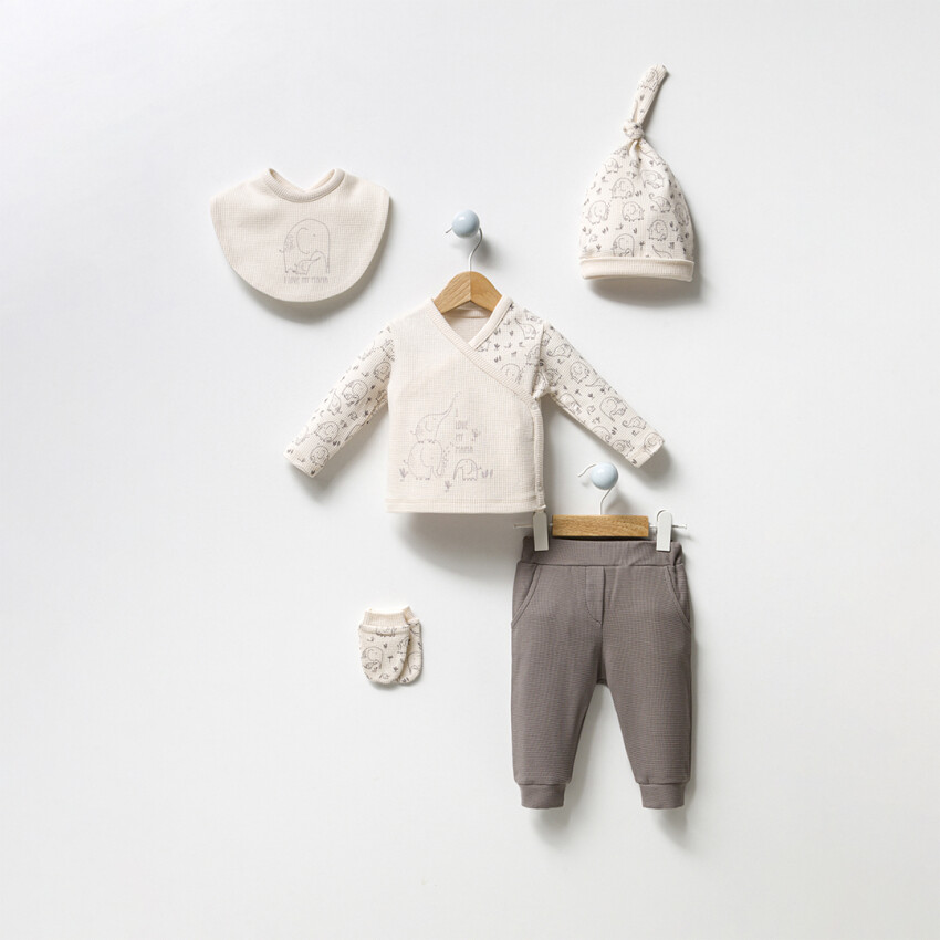 Wholesale Baby Boys 5-Pieces Newborn Set 0-3M Bubbles 2040-3038 - 3