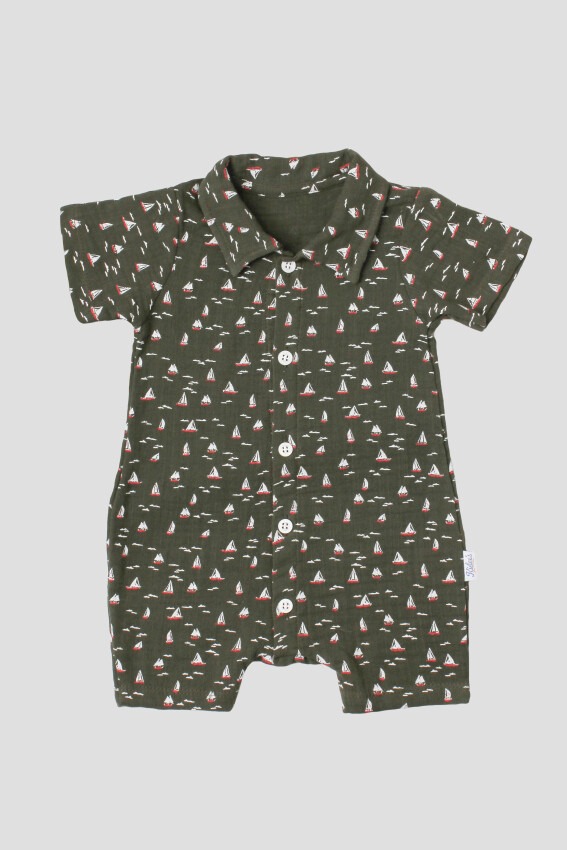 Wholesale Baby Boys Muslin Printed Rompers 3-12M Kidexs 1026-60135 - 4