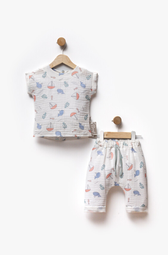 Wholesale Baby Girl 2pcs Muslin Printed T-shirt and Shorts Set 6-36M Flexi Baby 2063-217592 - 4
