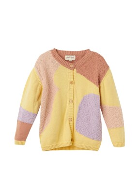Wholesale Baby Girl Organic Cotton Cardigan 6-36M Uludağ Triko 1061-21161 Yellow