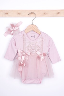 Wholesale Baby Girls 2-Piece Dress and Headband Set 0-12M Miniborn 2019-2199 - Miniborn
