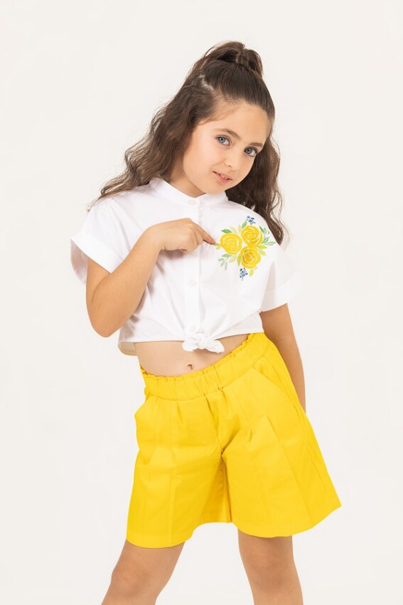 Wholesale Baby Girls 2-Piece Shirt and Shorts Set 7-10Y Büşra Bebe 1016-24131 - 1