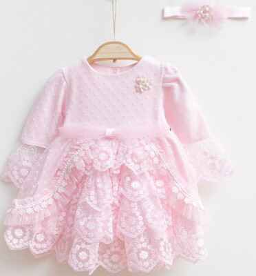 Wholesale Baby Girls Dress and Headband Set 0-12M Miniborn 2019-3030 - Miniborn