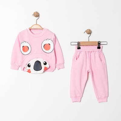 Wholesale Baby Girls Printed Tracksuit Set 9-24M Tofigo 2013-9202 Pink