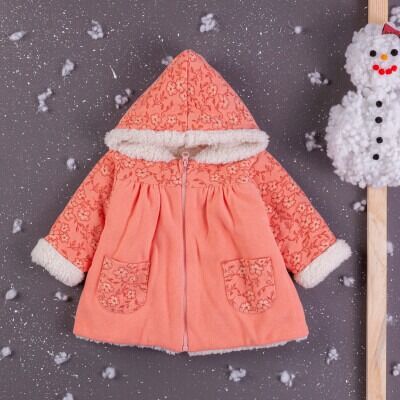 Wholesale Baby Girls Welsoft Cardigan With Hoodie 6-24M BabyZ 1097-5765 Vermilon