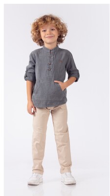 Wholesale Boys 2-Piece Shirt and Pants Set 1-4Y Lemon 1015-9700 - Lemon (1)