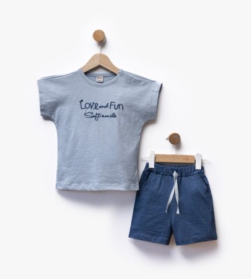 Wholesale Boys' 2-Piece T-shirt and Shorts Set 2-5Y Flexi Baby 2063-216391 Navy 