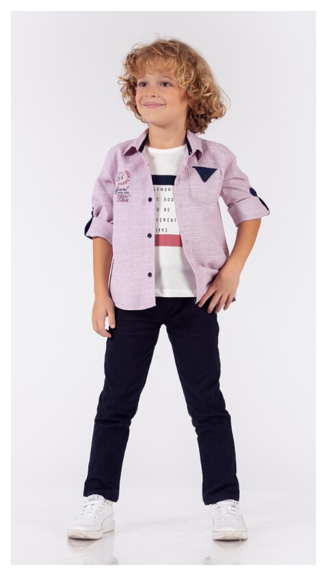 Wholesale Boys 3-Piece Shirt Pants and T-Shirt Set 1-4Y Lemon 1015-9842 - 2