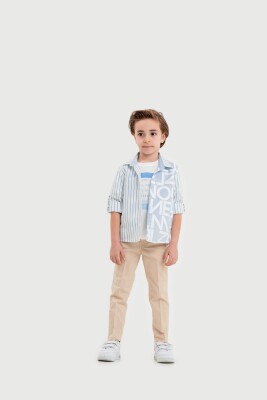 Wholesale Boys 3-Piece Shirt, T-Shirt and Pants Set 3-7Y Lemon 1015-10040 - Lemon