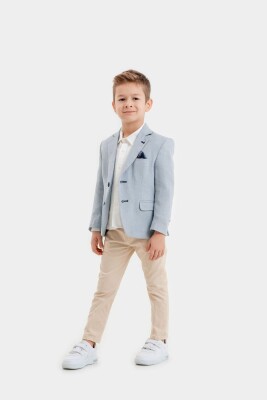 Wholesale Boys 3-Pieces Jacket, Shirt and Pants Set 3-7Y Lemon 1015-10076 Blue