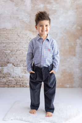 Wholesale Boys' Checked Shirt 5-8Y Zeyland 1070-252M3KJL81 Blue