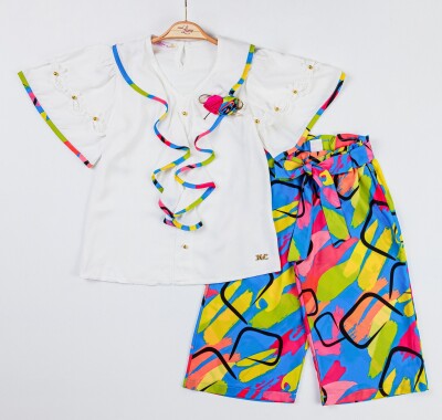 Wholesale Girls 2-Piece Blouse and Pants Set 2-6Y Miss Lore 1055-5127 Blue