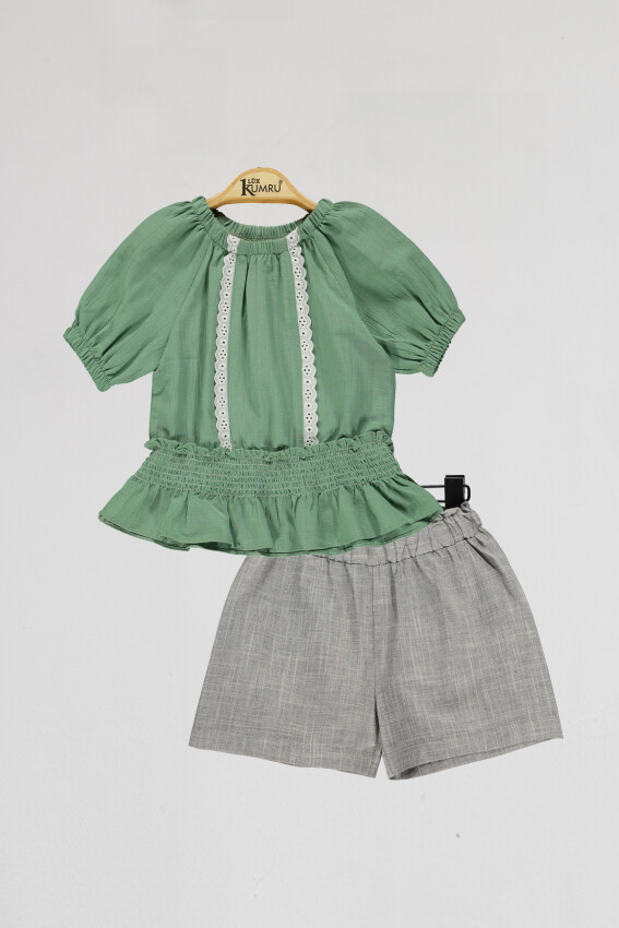 Wholesale Girls 2-Piece Blouse and Shorts Set 2-5Y Kumru Bebe 1075-4000 - 1