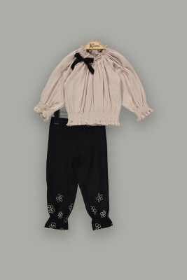 Wholesale Girls 2-Piece Pants Set with Blouse 2-5Y Kumru Bebe 1075-3905 Бежевый 