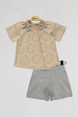 Wholesale Girls 2-Piece Shirts and Short Set 2-5Y Kumru Bebe 1075-4008 - 2