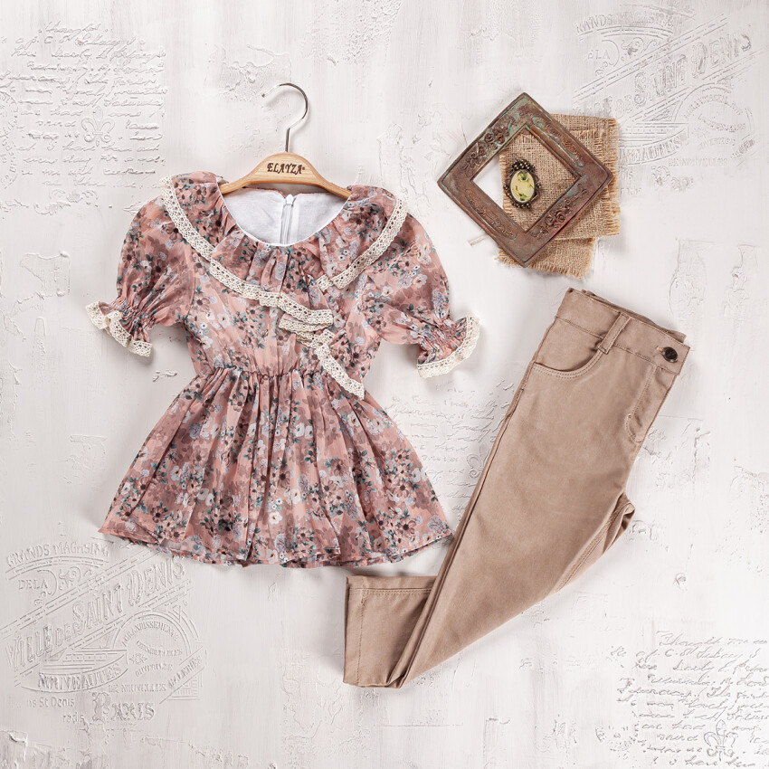 Wholesale Girls 2-Pieces Dress and Pants Set 9-12Y Elayza 2023-2245 - 3