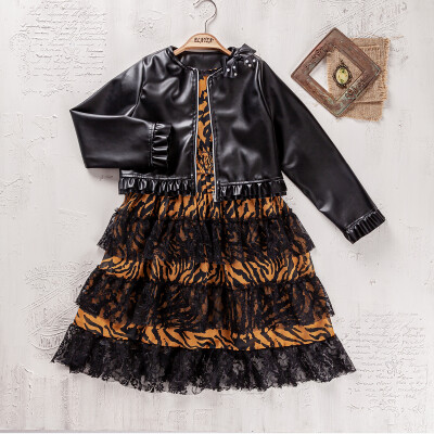 Wholesale Girls 2-Pieces Jacket and Dress 9-12Y Elayza 2023-2340 Mustard