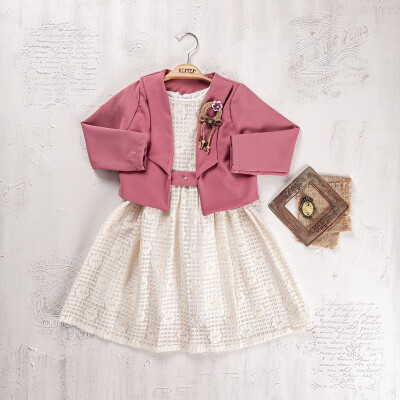 Wholesale Girls 2-Pieces Jacket and Dress Set 5-8Y Elayza 2023-2258 Rose