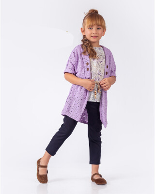 Wholesale Girls 3-Pieces Blouse, Cardigan and Pants Set 9-12Y Elayza 2023-2264 - Elayza