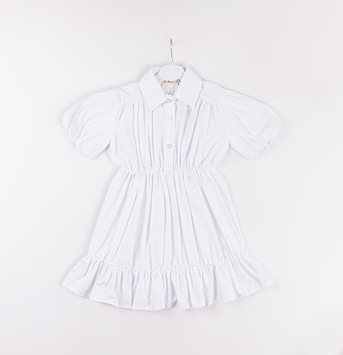 Wholesale Girls Balloon Sleeve Dress 7-10Y Büşra Bebe 1016-24119 - 1