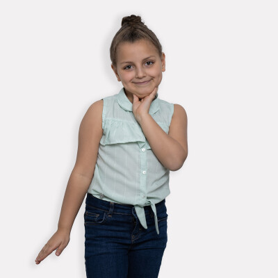Wholesale Girl's Blouse 6-9Y Timo 1018-TK5DÜ034243963 Mint Green2