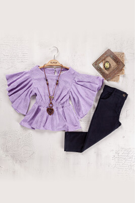 Wholesale Girls Blouse and Trouser Set 5-8Y Elayza 2023-2262 Lilac