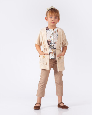 Wholesale Girls Blouse, Cardigan and Pants Set 5-8Y Elayza 2023-2252 - Elayza