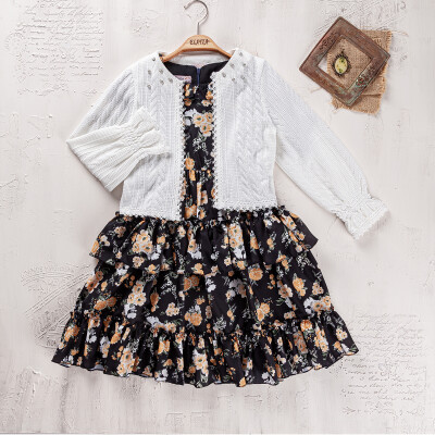 Wholesale Girls Cardigan and Dress Set 9-12Y Elayza 2023-2320 Mustard