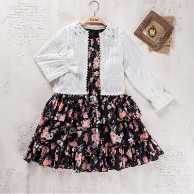 Wholesale Girls Cardigan and Dress Set 9-12Y Elayza 2023-2320 Salmon Color 