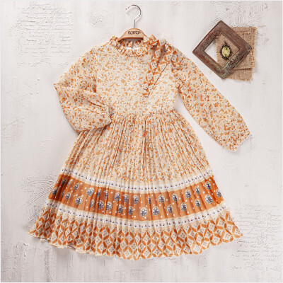 Wholesale Girls Dress 5-8Y Elayza 2023-2333 Mustard