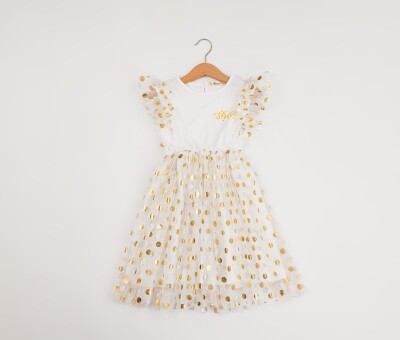 Wholesale Girls Dress 7-10Y Büşra Bebe 1016-24112 Ecru