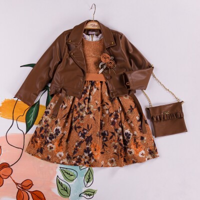 Wholesale Girls Dress with Jacket and Bag 2-6Y Miss Lore 1055-5209 Tile Red 