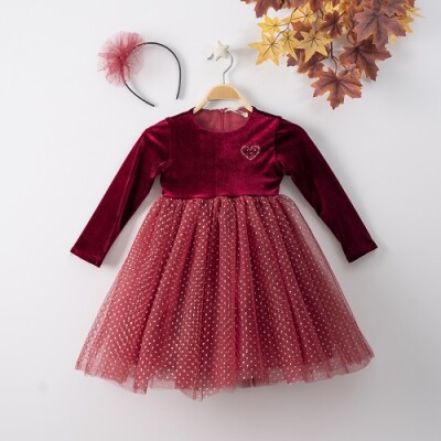 Wholesale Girls Dress with Tulle and Hairclip Büşra Bebe 1016-22273 - Büşra Bebe (1)