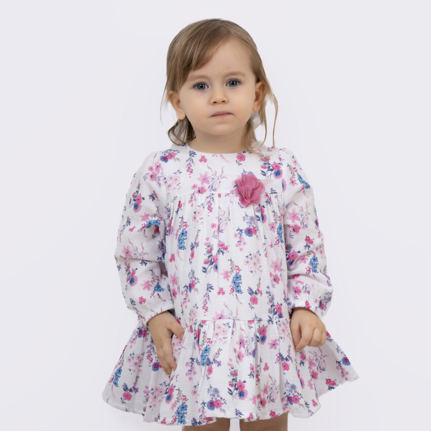 Wholesale Girl's Flower Patterned Dress 2-5Y Timo 1018-TK5DÜ042257612 - 2
