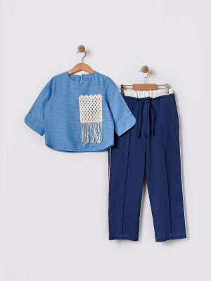 Wholesale Girls Hair Piping Trouser 11-14Y Pafim 2041-2025Y1038 Navy 