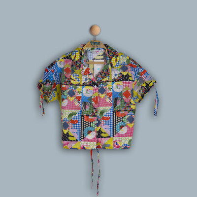 Wholesale Girls Patchwork Shirt 6-9Y Timo 1018-TK4DÜ012243603 Yellow