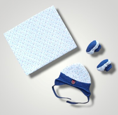Wholesale Unisex Baby 3-Piece Blanket Set 80x85 cm Tomuycuk 1074-10088 Navy 
